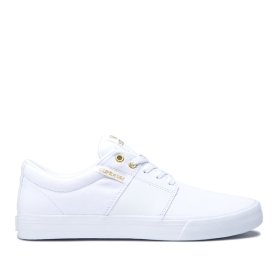 Supra Womens STACKS II VULC Low Top Shoes White/Gold/white | US-15585